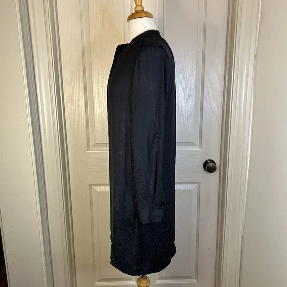 Banana republic Navy women's dress size 4 LS With Pockets subtle snakeskin print - Picture 7 of 16